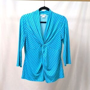 Liz Claiborne 3/4 Sleeve Turquoise Top Size M